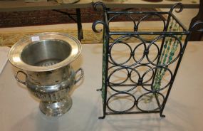 Silverplate Wine Cooler, and 6 Bottle Wine Holder Silverplate Wine Cooler, and 6 Bottle Wine Holder.