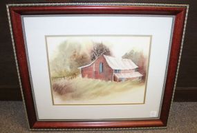 Esmer Thomas (MS) Artist Watercolor of Barn Signed Lower Left 23