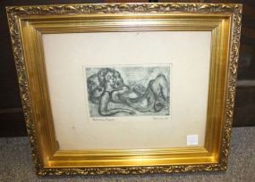 Pencil Drawing of Reclining Figure Signed Ammons '59 Ann Ammons Howard, Original Founder to Allison Wells Art School 17