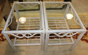 Pair of Painted Bamboo Glass End Tables 26