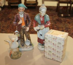 Pair of Painted Ceramic Figurines of Peasants, and Precious Moments Figurine Pair of Painted Ceramic Figurines of Peasants 11