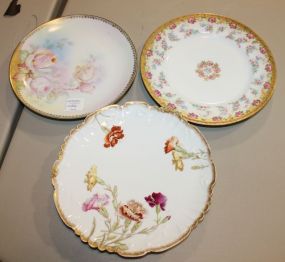3 Handpainted Plates 2 chips on rim of 1, 8
