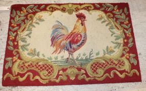 Vintage Hook Rug with Rooster 34