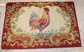 Vintage Hook Rug with Rooster 34