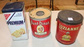 2 Vintage Round Cans and Cracker Tin 5