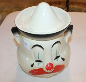 Vintage Clown Cookie Jar age crack on face. 8