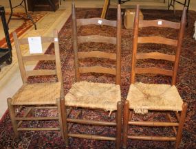 Pair Primitive Chairs with Rush Seats 18