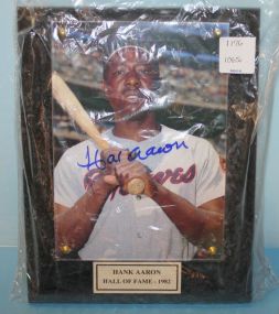 Hank Aaron Autographed Plaque Certification Serial # A204326