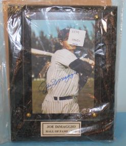 Joe DiMaggio Autographed Plaque Certification Serial # A203221