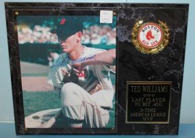 Ted Williams Autographed Plaque 8x10, last player to hit 400 in a season, 2 time american league MVP, certification # A206080