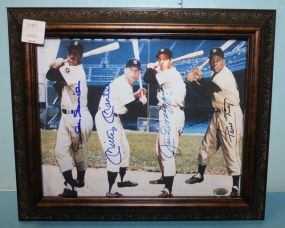 Duke Snider, Mickey Mantle, Joe DiMaggio, and Willie Mays Autograph 8x10 Framed, certification # A204330