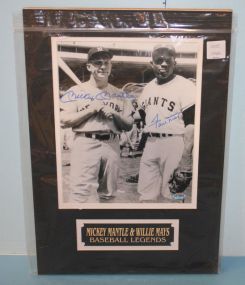 Mickey Mantle, Willie Mays Autographed Mat 8x10, certification # A216268