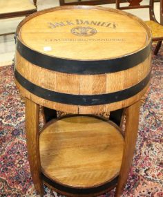 Oak Jack Daniels Table with Metal Band 23