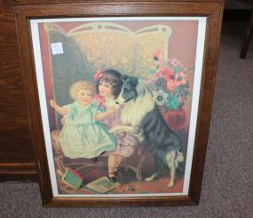 Girls with Dog Framed Print 18