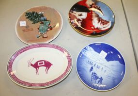 Group of Porcelain 1972 Christmas plate, limited edition Franklin mint Santa plate, 1974 Christmas Norman Rockwell plate, pipestone platter.