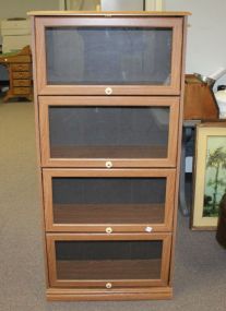 Four Shelf Contemporary Bookcase with Glass Doors