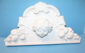 White Plaster Wall Piece of Head and Fruit
