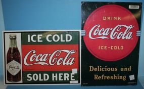 Two Reproduction Tin Signs Ice cold coca-cola 16