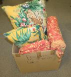 Decorative Pillows, 2 Shams, and Roll Pillow Decorative pillows (6), 2 pillow shams, one roll pillow, 2-20