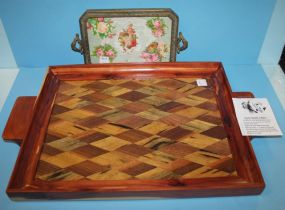 Walnut Tile inlay Beverage Tray and Victorian Small Dresser Tray
