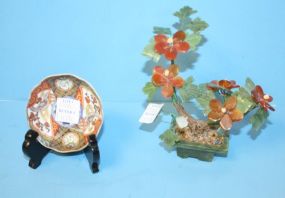 Small Imari Dish with Stand and Small Jade Tree