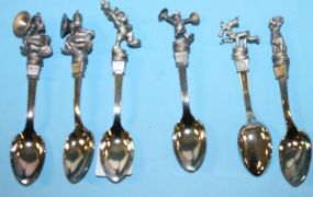 Six Disney Silverplate and Pewter Spoons