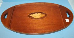 Wood Oval Shell Inlay Serving Tray