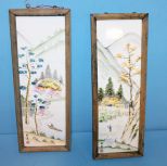 Pair of Framed Oriental Scene Tiles