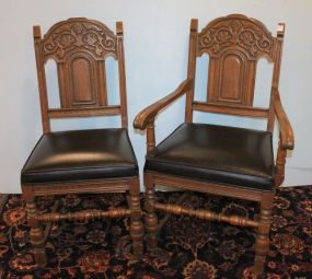 Two Oak Dining Chairs