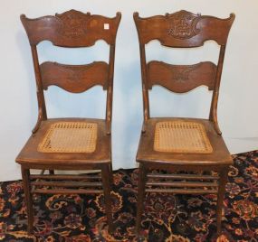 Two Cane Bottom Oak Kitchen Chairs