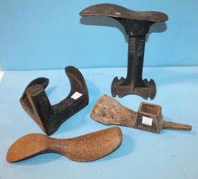 Iron Pieces Including shoe for shoeshine chair, other iron pieces, and pick (no handle).