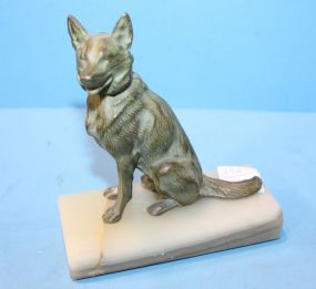 Metal on Onyx Base Sheppard Dog Bookend
