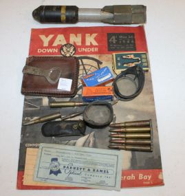 WWII Mortar Shell, Shells, Wallet with 1943 ID