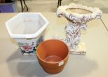Porcelain Flower Pot Plaster Cornucopia Vase, and Tenna Cotta Flower Pot