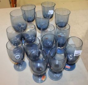 15 Blue hand-blown Glasses