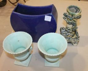 Pair Small Pottery Urn Shape Vases 5