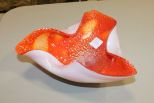 Orange Spotted Ruffle Edge Bowl