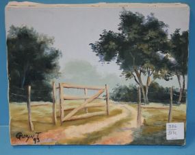 Small Painting of Pasture by local Artist Guiyn T. '93 10