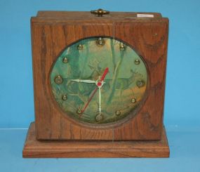 Wood Mantel Clock with Deer Print on Dial