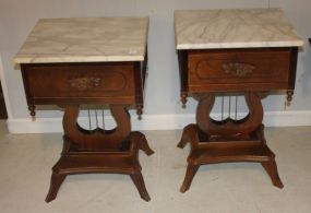 Pair of Duncan Phyfe Style Marble Top Tables