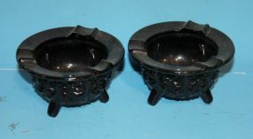 Two Black Glass Footed Ashtrays 3