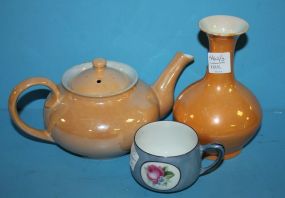 Three Pieces of Luster teapot, vase 7