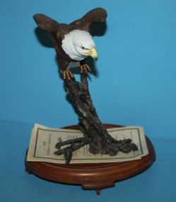 Limited Edition Royal Worcester Bald Eagle on stand, has COA. #1199, 8