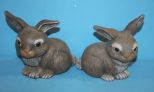 Pair of Ceramic Painted Rabbits