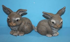 Pair of Ceramic Painted Rabbits