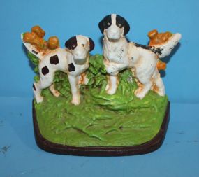 Vintage Cast Iron Bookend or Small Door Stop of Dogs