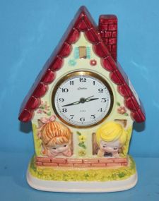 Vintage Linden Porcelain Alarm Clock Possibly Hansel and Gretel, 5