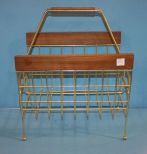 Vintage Brass and Wood Magazine Rack 15