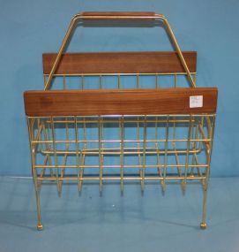 Vintage Brass and Wood Magazine Rack 15