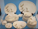 Thirty Nine Pieces Castleton Vintage China Set 7 dinner plates, 8 salad plates, 7 bread and butter plates, 5 cups, 7 saucers, creamer, sugar, vegetable bowl, platter.